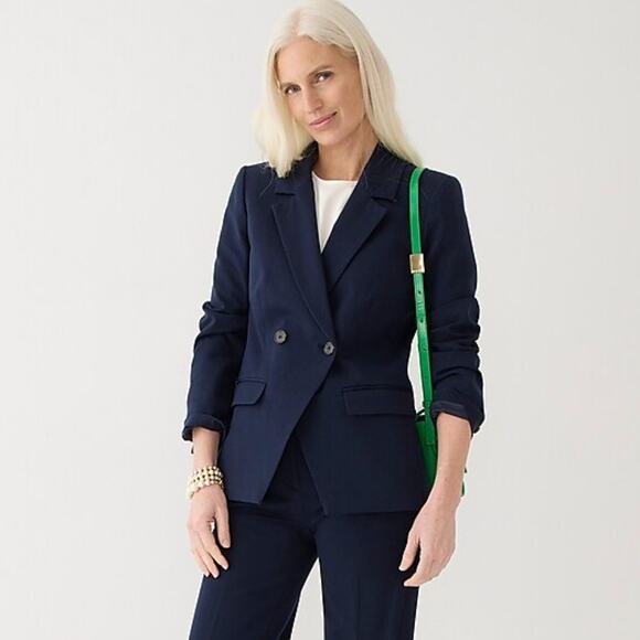 J. Crew Jackets & Blazers - J.Crew Devon Blazer Jacket Bi Stretch Cotton Blend Classic Office Navy US 4 NWT